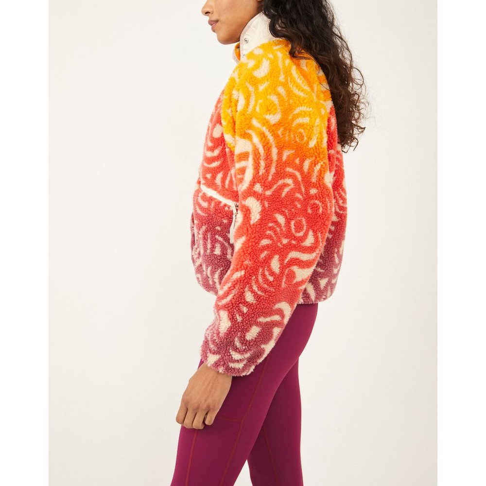FP Movement by Free People Gradient Teddy Jacket in Orange, Pink, Cream - Picture 7 of 10